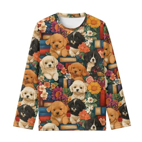 Image of WELLFLYHOM Long Sleeve T-Shirt for Boys Girls 3-16 Years Old Tee Tops Crewneck Pullover Shirts Fall Outfits