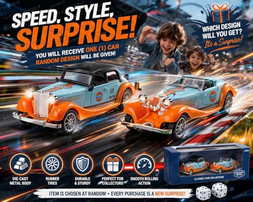 Image of 1:36 Scale Vintage Die-Cast Classic Car Model Toy | Pull Back Sports Car Toy with Openable Doors | Premium Alloy Vehicle Toy for Kids & Collectors | Racing Edition | Design as Per Stock