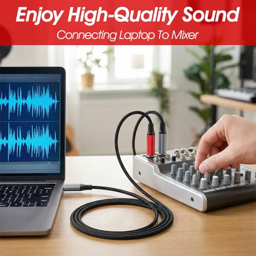 Cable USB C a audio 1/4 pulg y divisor TS de 4.9 pies miniatura 5