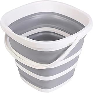 AAKitchen Collapsible Dish Basin for 9L Capacity Collapsible Sink Tub Dish Wash Basin Portable Dish Tub Foldable Dishpan for RV Trailers Camping Dish Washing Tub (White and Gray)