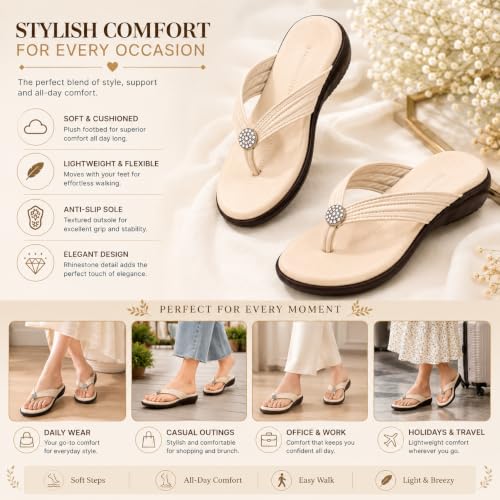 Image of Women Stylish Toe Ring Flats | Cushioned Comfort Slip-On Sandals | Anti-Slip Daily Wear| Lightweight Casual Footwear KS913