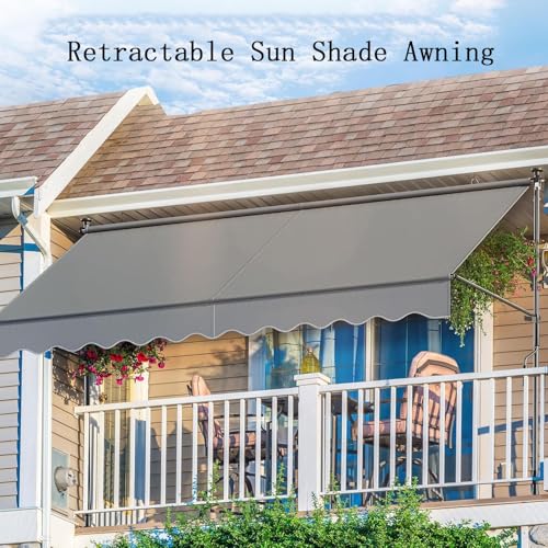 Store extérieur rétractable manuel 2,5x1,2m vert réglable pour porte - 4