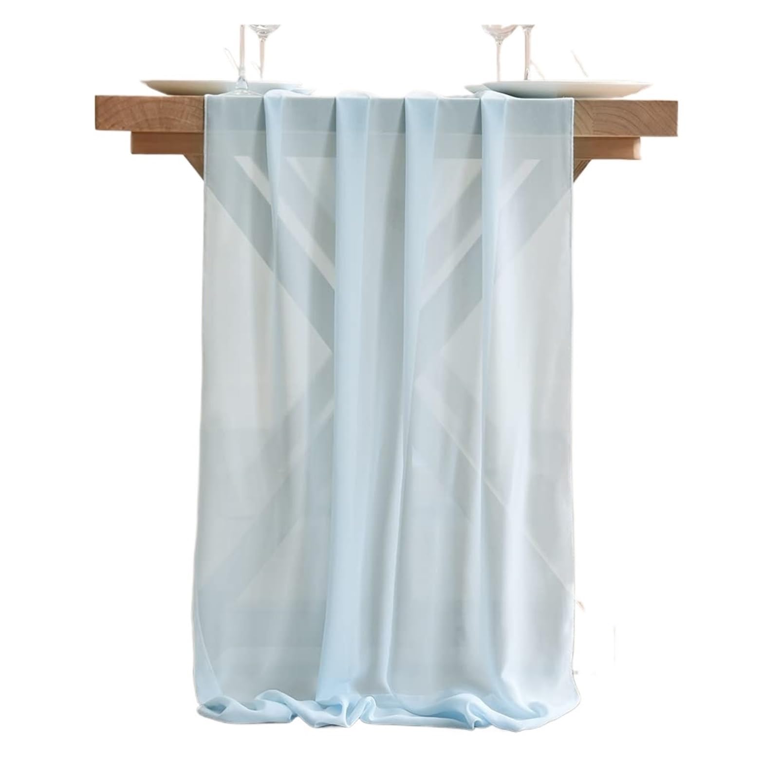 Chiffon Table Runner Chiffon Table Runner, Gauze Wedding Arch Chair Sashes ,for Party Festival Birthday Decor(Blue,70x600cm)