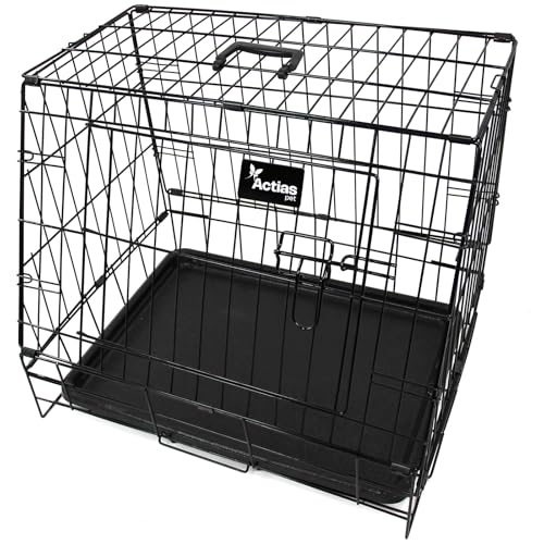 Actiaspet - Black Metal Sloping Dog Crate (24 inch) | Car Boot Pet Cage with Removable Tray - Image 5