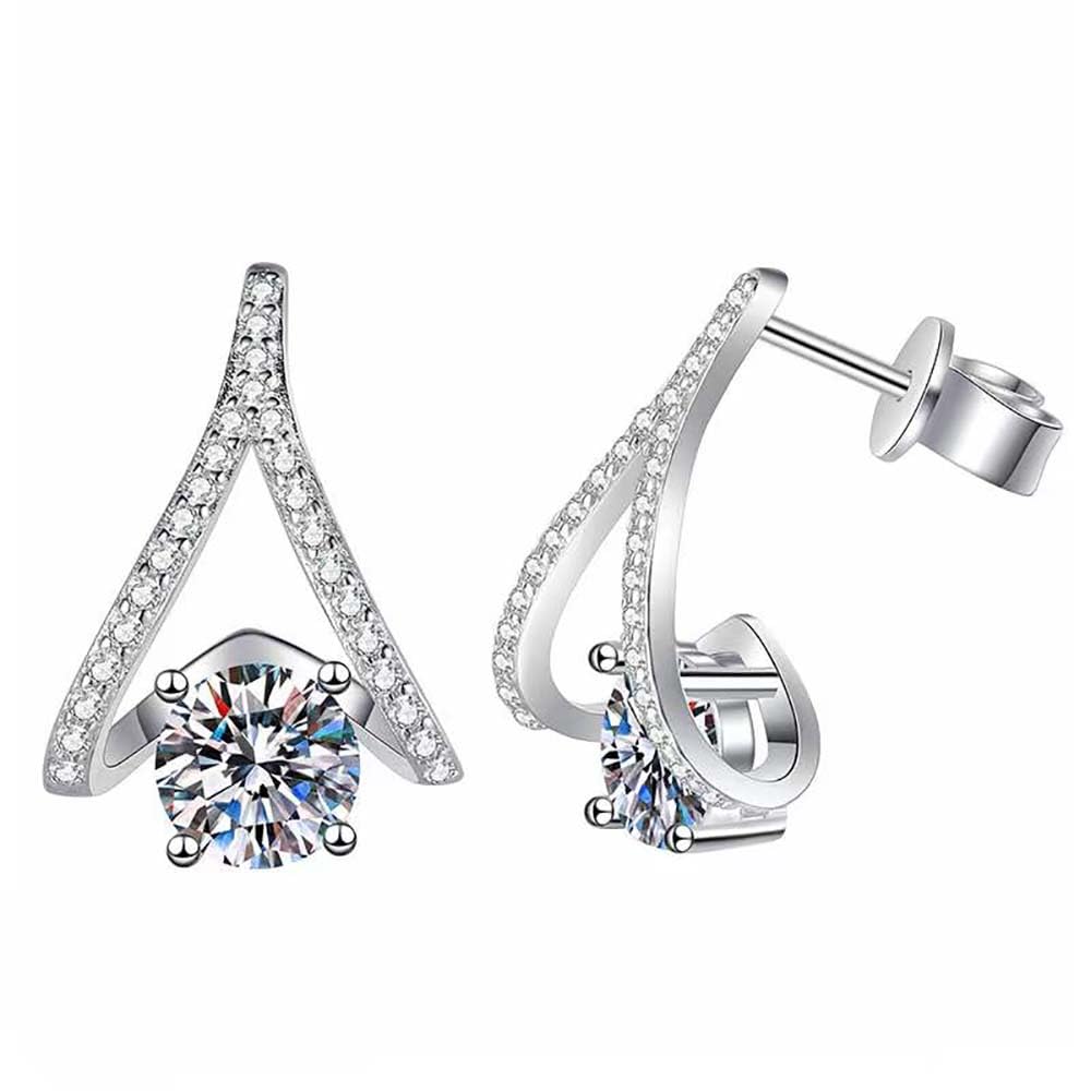 Boucles d'oreilles moissanite en V Argent anti-allergie - 6