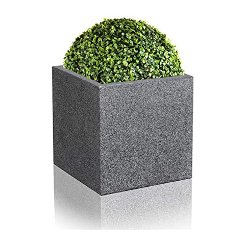 Primrose 30cm Black Poly-Terrazzo Cube Planter Cover