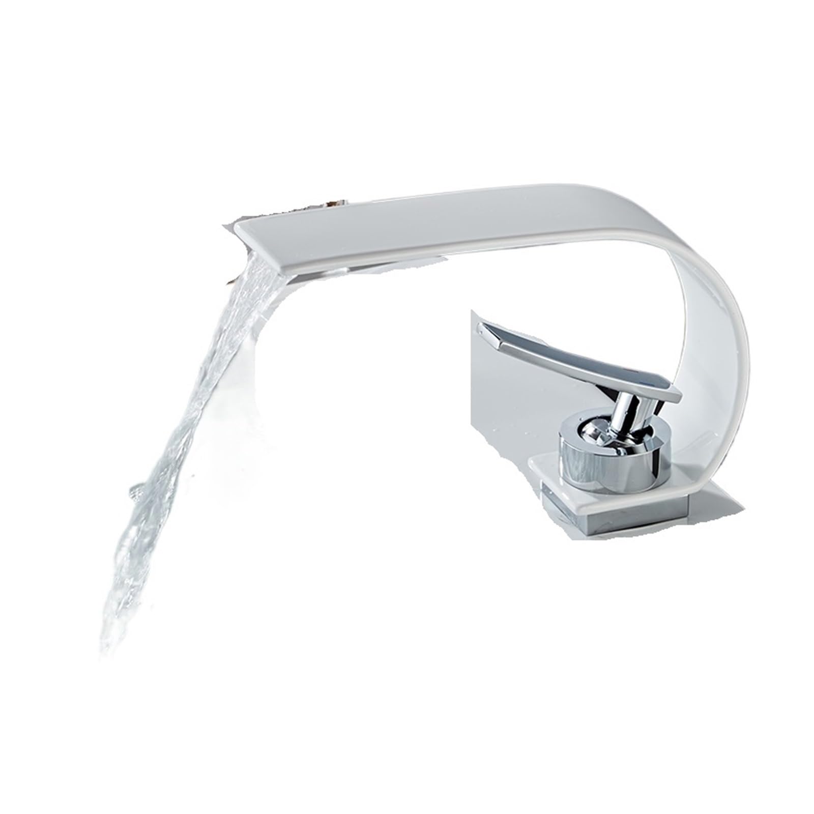 Robinet mitigeur de lavabo cascade blanc pour salle de bains moderne eau chaude et froide