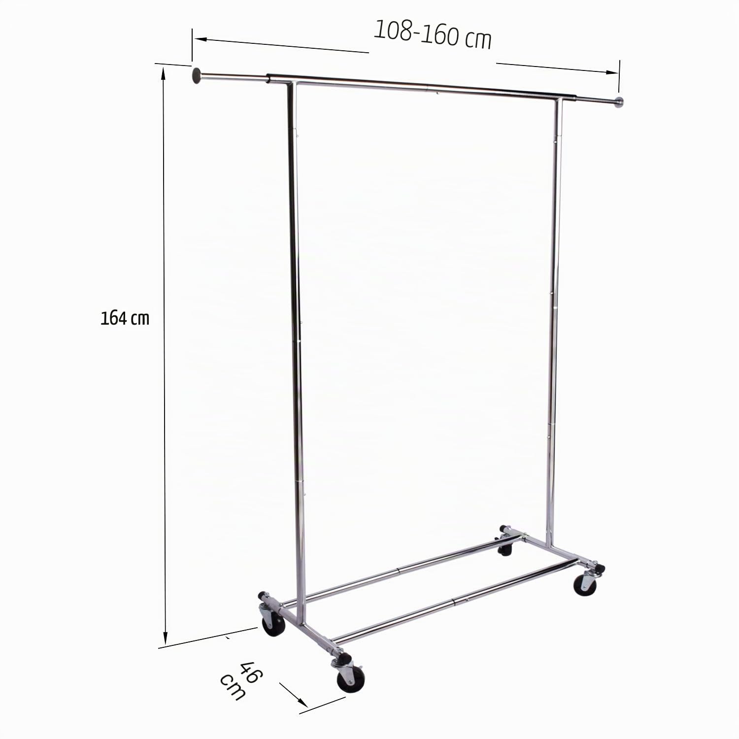 OYE Perchero Colgador de Ropa con Ruedas para Colgar Ropa de Uso Pesado, Plegable, Industrial, 110 kg, Cromado