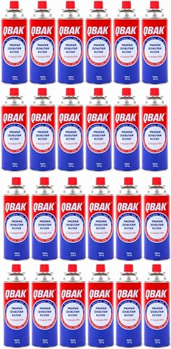 DISPAU QBAK Pack de Cartuchos de Gas Butano 227g - Butano, Compatibles con Hornillos, Quemadores y Cocinas Portátiles - Cartucho Descartable con Válvula de Seguridad (24 Cartuchos)