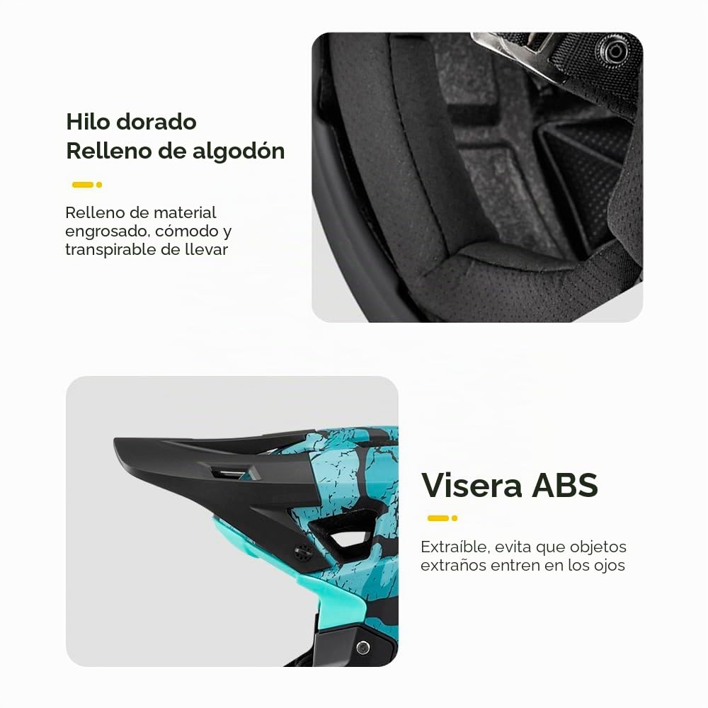 Lixada Casco Integral de Bicicleta de montaña para Adultos Racing Downhill MTB Casco para Hombres/Mujeres Casco de Bicicleta de montaña para Adultos de la Cabeza de 59-61 cm Casco de Bicicleta