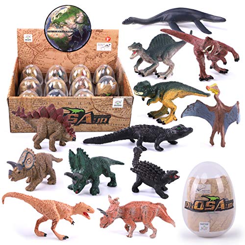 REMOKING 3D Dinosaur Easter Eggs Play Set-STEM Educational Toys -Dinosaur for Party Favor, Easter Eggs Hunt, Basket Stuffers Fillers, Classroom Prize Supplies 12 Pcs，Top Dinosaur Gift Set