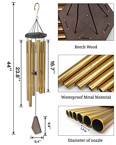 Wind Chimes Outdoor Large Deep Tone, 44 Inches Sympathy Wind Chimes Tuned Soothing Melody, Memorial Wind-Chime With 6 Heavy Tubes For Outside Decoration, Garden/Yard. Bronze #TOP2