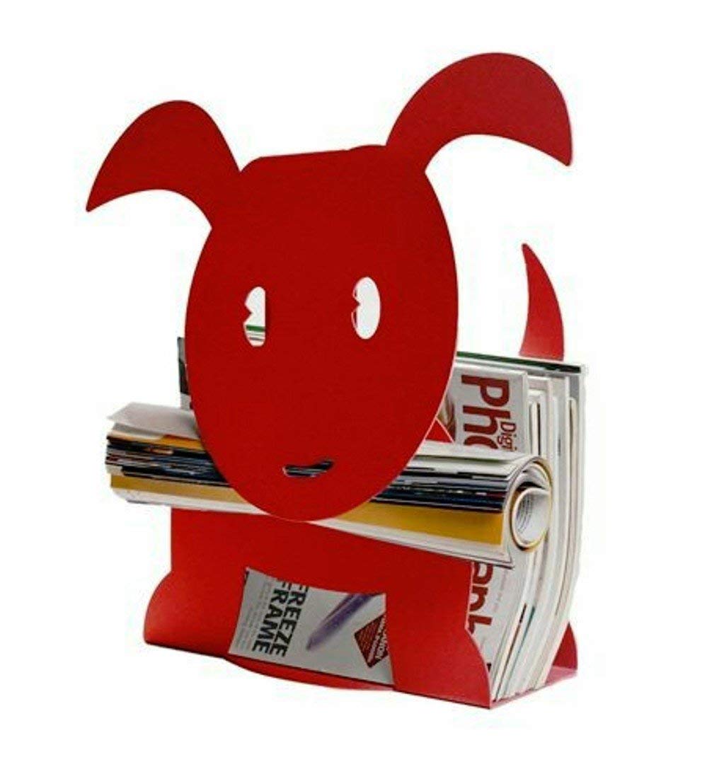 INDIAN DECOR - Dog/Puppy Shaped Magazine Holder/Newspaper Rack - RED-image-3