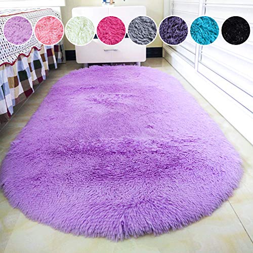 junovo Oval Fluffy Ultra Soft Area Rugs for Bedroom Plush Shaggy Carpet