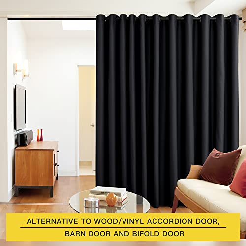Image of NICETOWN Closet Door Heavy Curtain, Room Dividers Shade Screens Partitions, Extra Large Space Partition Blackout Drape, Screen Dividers for Rooms (1 Pack, 20ft Wide x 9ft Long, Black)