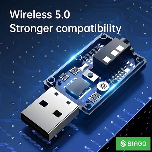Image of SIAGO BlueMe Bluetooth 5.0 Adapter | 2-in-1 Receiver & Transmitter for Car, TV, PC, Home Theater | Plug & Play USB /AUX Wireless Audio Dongle (Black) | SIA337