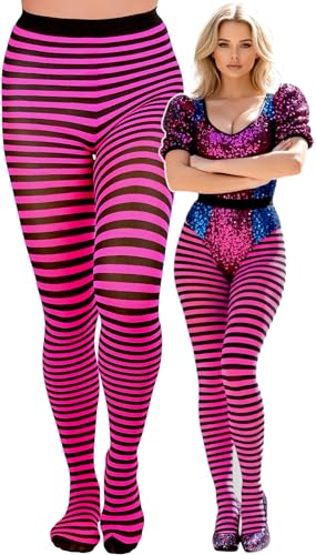 Image of ToBeInStyle Women's Thin Horizontal Stripe Opaque Tights Pantyhose - Regular or Plus
