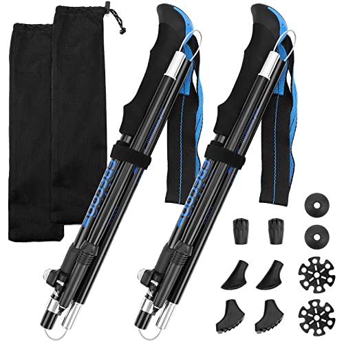 Bâtons De Marche Nordique Télescopiques Aluminium 7075 - Pliables 110-130 Cm - Lot De 2 Avec Accessoires Terrains