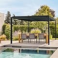 Backyard Discovery Sarasota Steel Louvered Pergola 16 x 10, Outdoor Pergola with Adjustable Roof, Sun and Rain Protection, Easy Installation Pergola