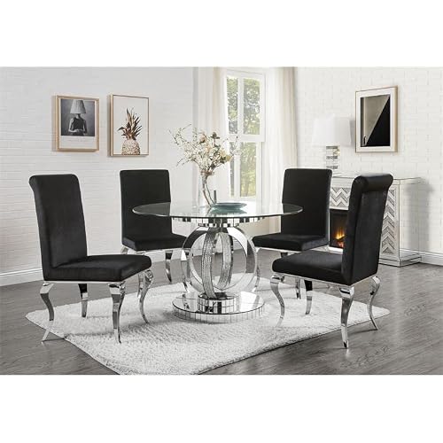 Acme Furniture Ornat Dining Table, Clear Glass, Mirrored & Faux Diamonds #TOP1