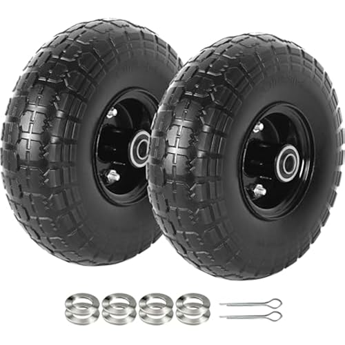 AR-PRO 4.10/3.50-4 Flat Free Tire and Wheel, 10" Solid Tire, 2-Pack