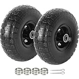 AR-PRO (2-Pack) 10-Inch Solid Tires Wheels, 4.10/3.50-4 Flat-Free Tire Replacement with 5/8' Bearings & 2.2' Offset Hub, Fits Hand Trucks, Wheelbarrows, Garden & Utility Carts