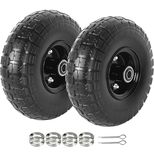 AR-PRO (2-Pack) 10-Inch Solid Tires Wheels, 4.10/3.50-4 Flat-Free Tire Replacement with 5/8'...