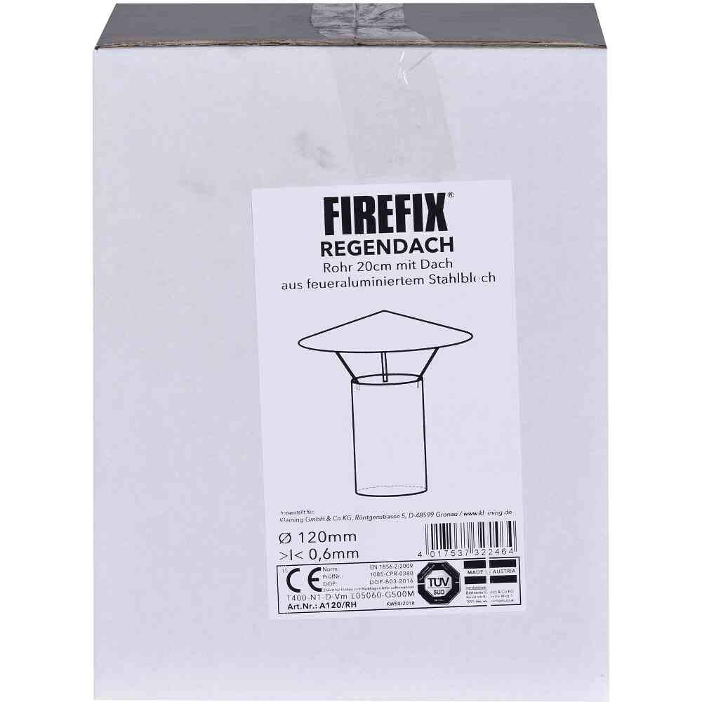 FIREFIX A110/RH - Sombrero de Lluvia (galvanizado, Altura: 420 mm, diámetro: 110 mm, para Tubos de 0,6 mm de Grosor), Color Plateado