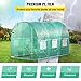VEVOR Walk-in Tunnel Greenhouse, 10 x 7 x 7 ft Portable Plant Hot House w/ Galvanized Steel Hoops, 1 Top Beam, Diagonal Poles, Zippered Door & 6 Roll-up Windows, Green