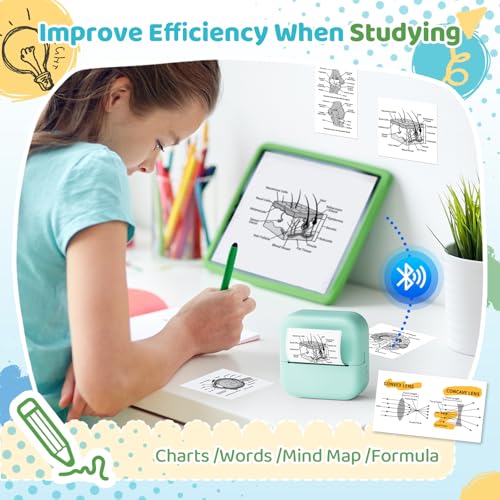 Image of Ponek Mini Sticker Printer, Print Pods Mini Thermal Sticker Printer, Stickers Maker Machine for Kids, Student, Family, Pocket Photo Printer for School for Study Note, Journal, DIY, Gift, Green