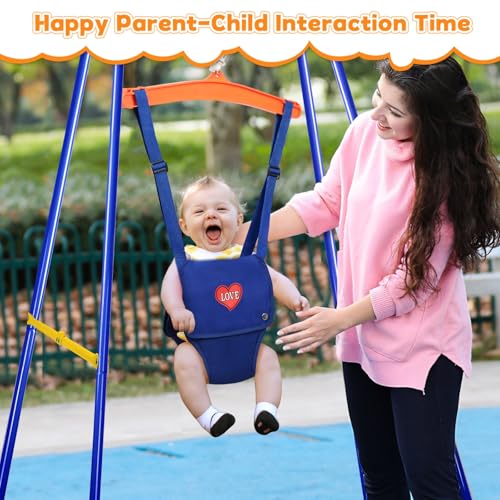 Image of 4-in-1 Toddler Swing Set & Baby Jumper and Bouncer for Toddlers | Foldable Baby Swing Stand for Outdoor /Indoor Play, Easy to Assemble and Store for Ages 6 Months to 10 Years Old