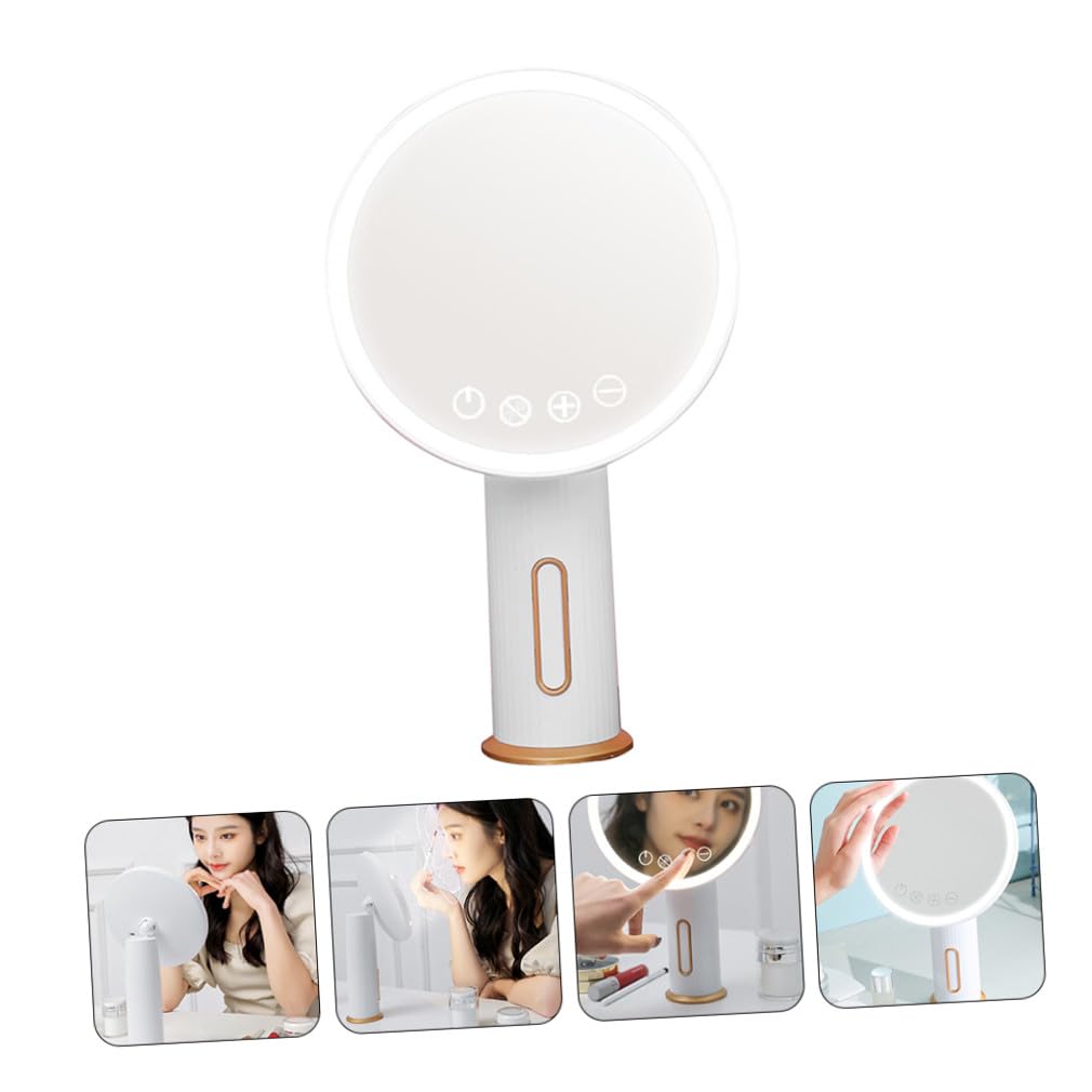 Espejo de Maquillaje LED Recargable 2000 Mah Blanco para Mujeres | Aumento, Luz LED y Reflejo Fiel, Abs y Vidrio, Diseño Simple para Hogar, Halloween y Cumpleaños