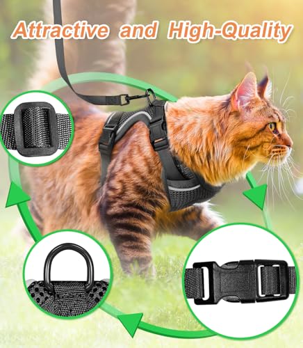 Halypet Cat Harness And Leash Set [ Max Safety Third Generation ] Escape Proof Soft Adjustable Cat Leash Breathable Comfortable Vest Easy To Wear Kitten Harness For Outdoor Walking Black thumb #7