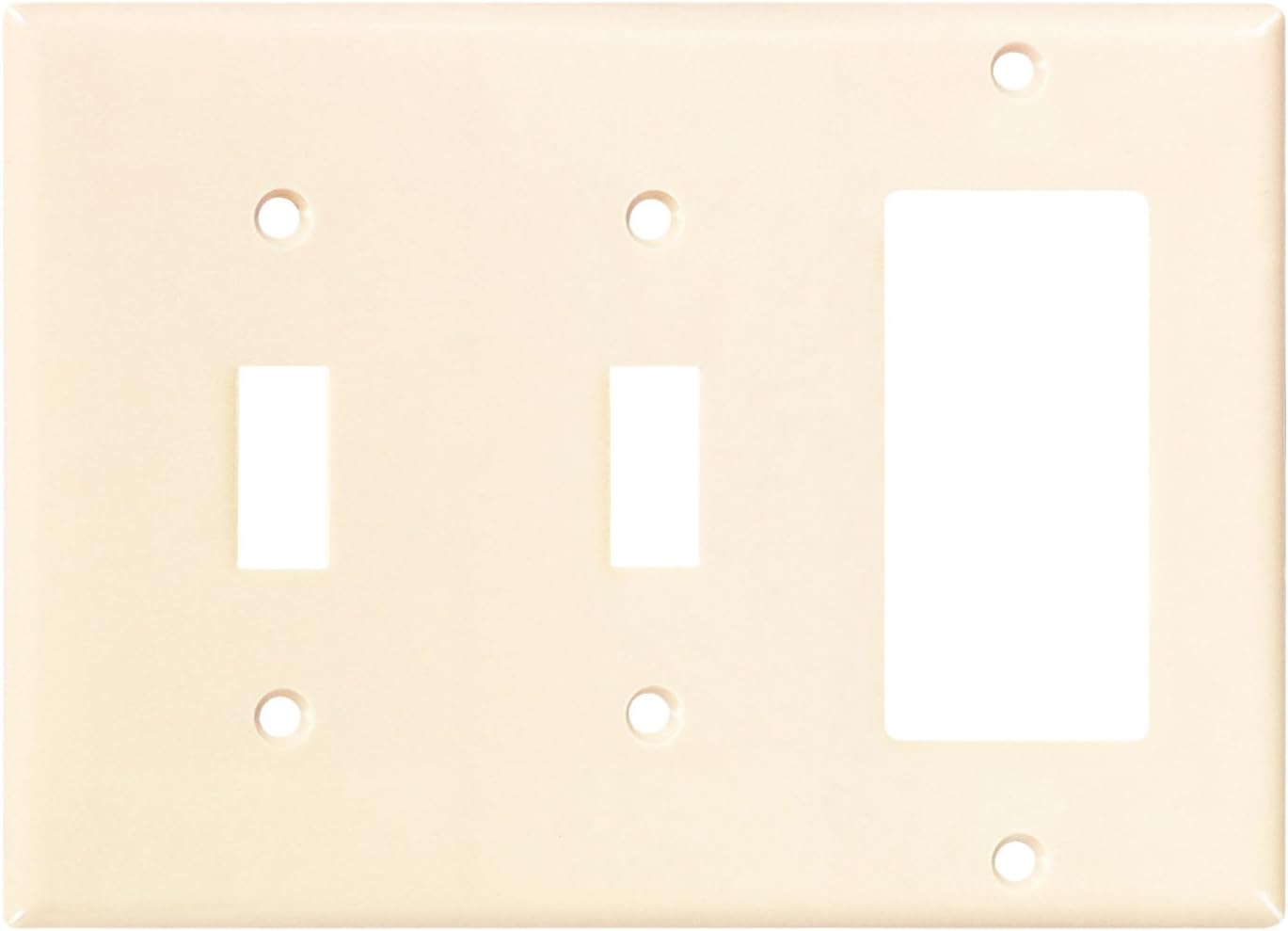 Eaton 2173LA Combination Switch and Decorator Standard Size Wallplate, Light Almond Finish