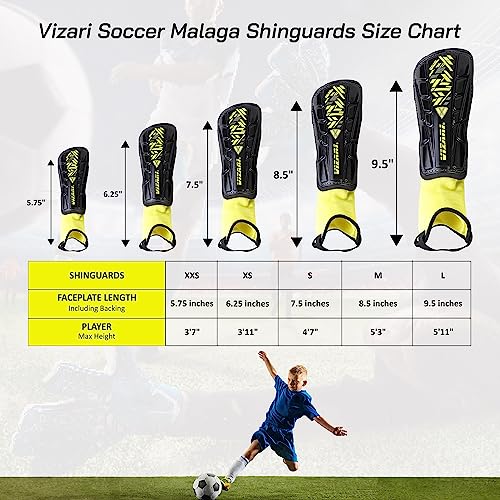 image for Vizari Malaga Shin Guards for Kids & Adults – Soccer Shin Guards wit