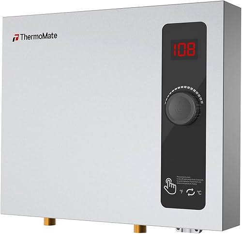 Calentador de agua eléctrico sin tanque, ThermoMate de 14 kW, 240 voltios bajo demanda, calentador de agua caliente instantáneo para ducha, control