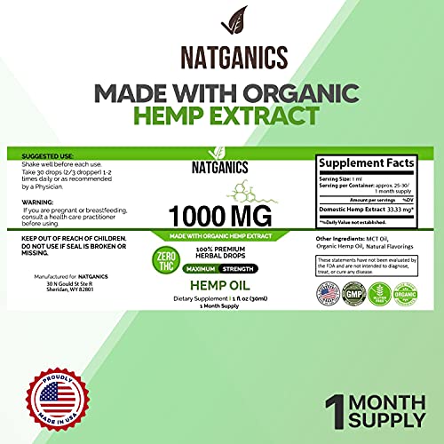 Organic Hemp Oil 1000mg - Ultra Premium Hemp Oil Drops 1000mg - Natural Hemp Oil Extract Tincture - Non-GMO Ultra-Pure CO2 Extracted Drops - Omega Fatty Acids 3 6 9 - Organically Grown & Made in USA - Image 3
