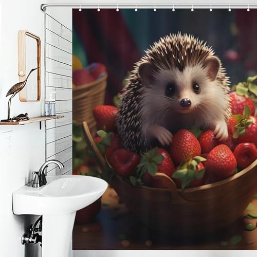 Rideau de douche hérisson imperméable en polyester lavable pour baignoire 168x183cm - 6