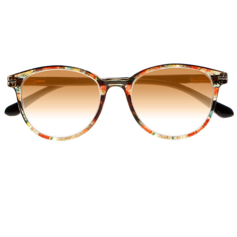 Newsight Multi-Color men women Retro Oval Spring Hinges Tinted Lens Reader Reading Glasses (Brown, 2.00)