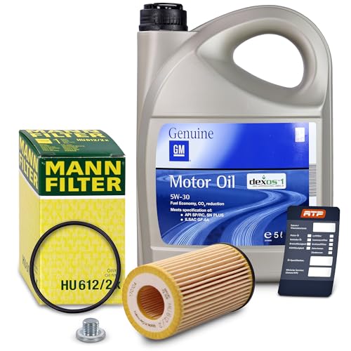 MANN-FILTER Inspektionspaket Filterset 1x Ölfilter 1x Ölablassschraube mit Dichtung 1x Motoröl 5W-30 DEXOS1 GEN2 5 l 1x Ölwechselanhänger