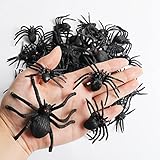 Labeol Fake Spiders,60pcs Realistic Plastic Fake Spider Toys with Spider Rings Spider Prank Props...