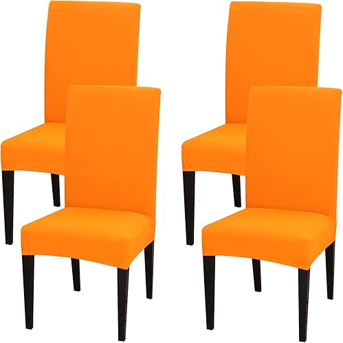 Miniatura 23 de Juego de 4 fundas para sillas de comedor, fundas elásticas de elastano para sillas de comedor, lavables, extraíbles para sillas Parsons, protectores