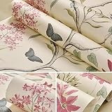 WOTEG Papel Pintado Flores Papel Pintado No Tejido Fleuri Pastel Papel Pintado Papel Pintado No Tejido, Multicolor para Decoración Paredes
