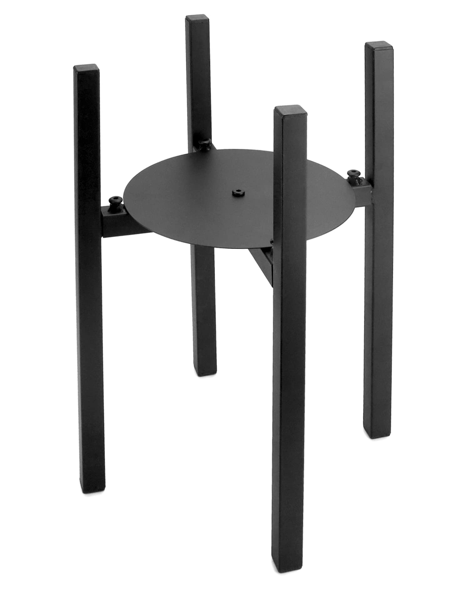 QWORK® Soporte de maceta ajustable, soporte de planta de metal negro, ancho ajustable de 20 a 30 cm para uso en interiores y exteriores