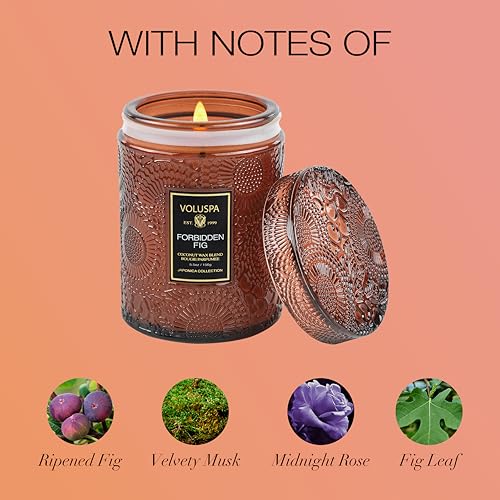 Image of Voluspa Forbidden Fig Candle, 5.5oz, Coconut Wax Blend, Scented Candles for Home, 50 Hour Burn Time, Handcrafted in The USA