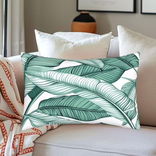 Housse coussin 50x80 rectangulaire protège taie oreiller lavable vert