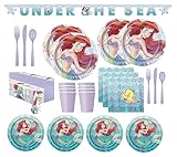 The Little Mermaid Ariel Birthday Party Decorations And Tableware Plates Napkins Cups Table Cover Banner Premium Cutlery Serves 16 Guests