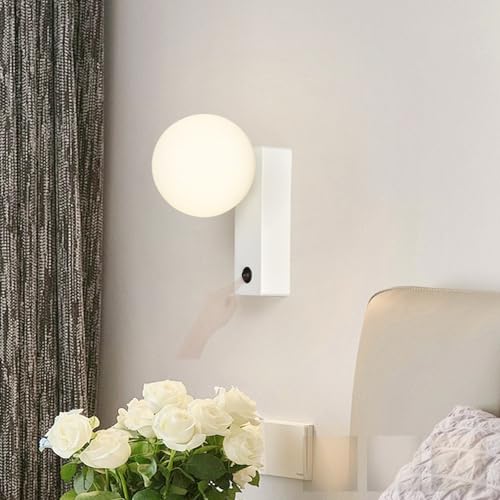 Lámpara de pared LED moderna para lectura en el dormitorio con luz regulable y cristal