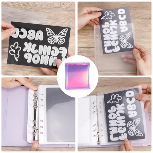 Image of 26pcs Magnetic Sheets and Storage Bags for Stamps and Dies Storage with Shinny Album Pocket, Die Cut Storage Set for Storage Die Cutting,DIY Scrapbooking,Card Making Supplies (Bright- Purple)