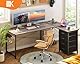 ODK Eckschreibtisch mit 4 Schubladen, 155×110 cm Schreibtisch L Form mit Steckdose und USB-Ladeanschluss, Reversibler Schreibtisch mit Stauraum für Homeoffice, Graue Eiche